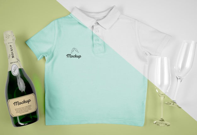 Free Top View Of A Champagne Bottle On The Table Psd