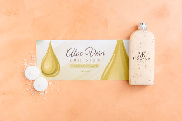 Free Top View Of Beauty Cosmetics With Aloe Vera Psd