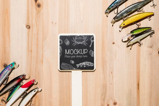Free Top View Of Blackboard With Fish Bait Psd