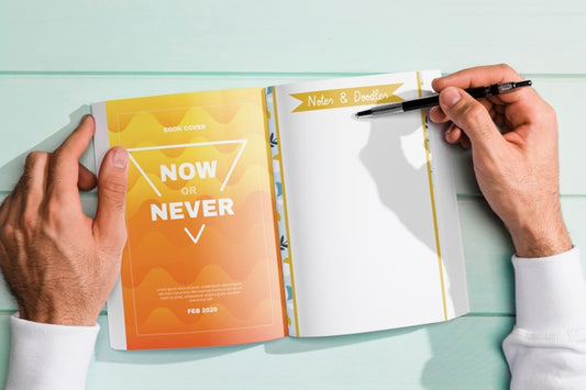 Free Top View Of Brochure Concept Mock-Up Psd