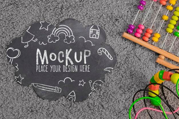 Free Top View Of Children Colorful Toys With Copy Space Psd