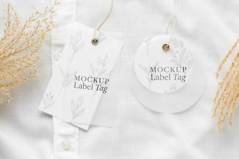 Free Top View Of Clothing Label On White Shirt Fabric Psd