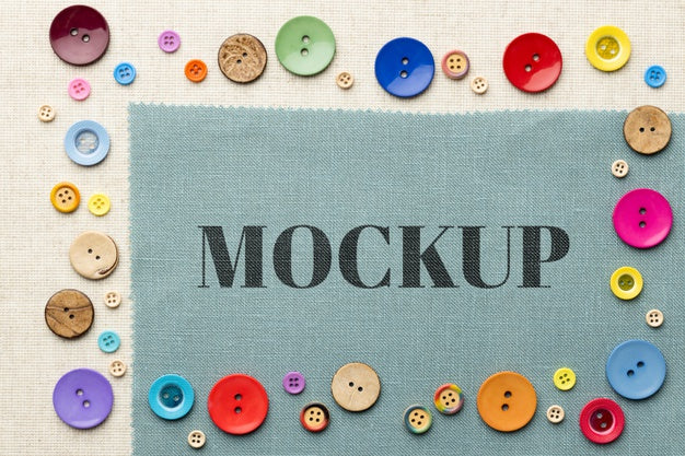 Free Top View Of Mock-Up Frame Design With Colorful Buttons Psd