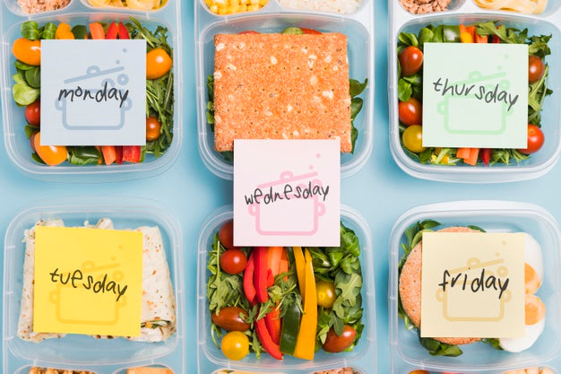 Free Top View Of Planned Meals For Nutrition Psd