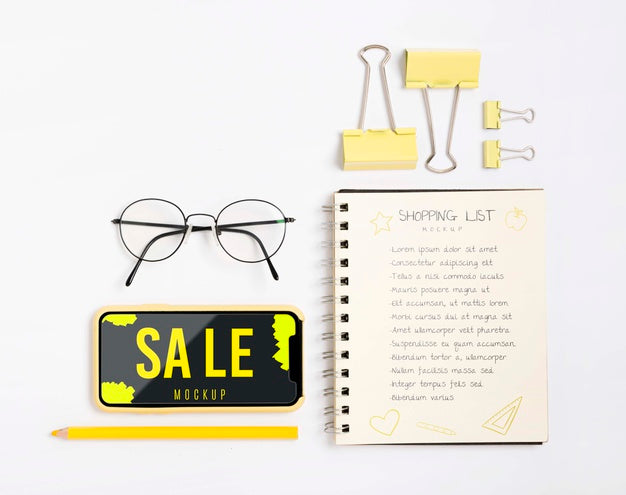 Free Top View Shopping List Psd