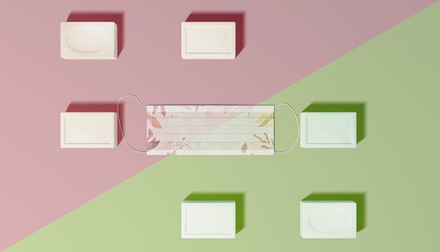 Free Top View Soaps And Mask Arrangement Psd