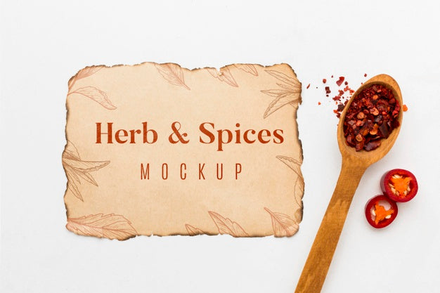 Free Top View Spoon With Red Pepper Psd