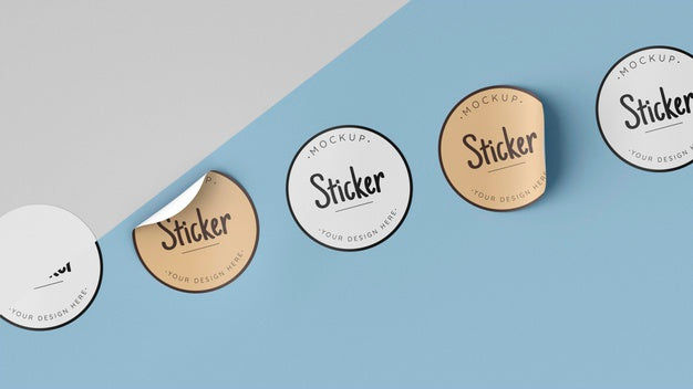 Free Top View Sticker Collection Mock Up Psd