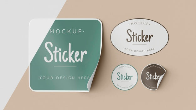 Free Top View Sticker Collection Mock Up Psd