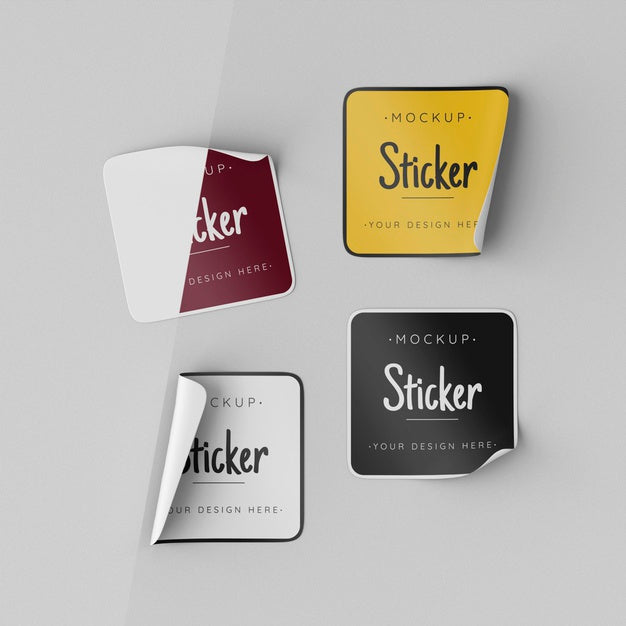 Free Top View Sticker Collection Mock Up Psd
