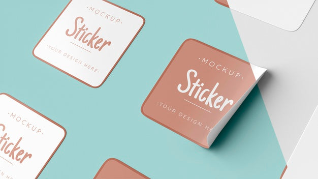 Free Top View Sticker Collection Mock Up Psd