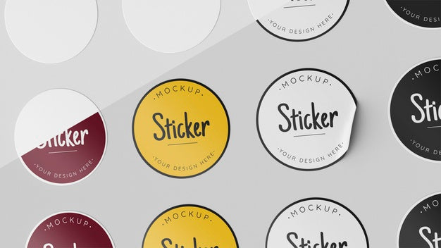 Free Top View Sticker Collection Mock Up Psd