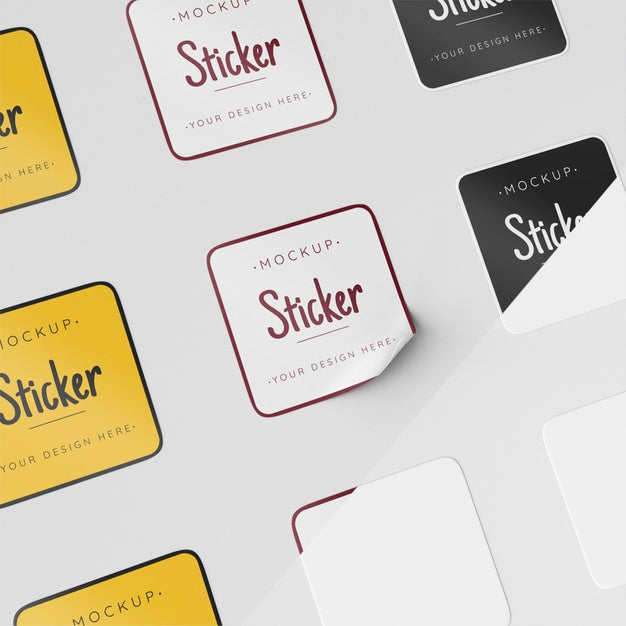 Free Top View Sticker Collection Mock Up Psd