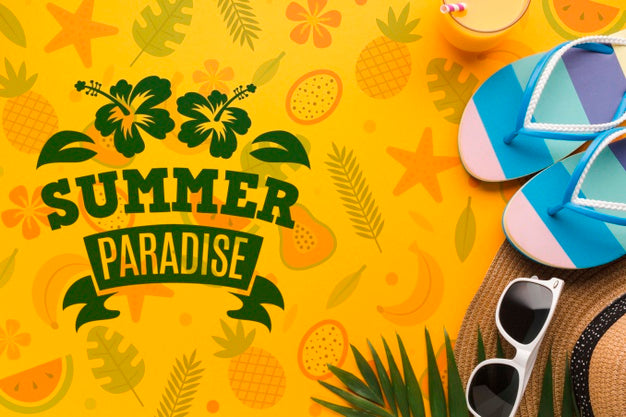 Free Top View Summer Paradise Mock-Up Concept Psd