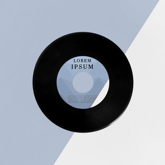 Free Top View Vinyl Records Mock-Up Arrangement Psd