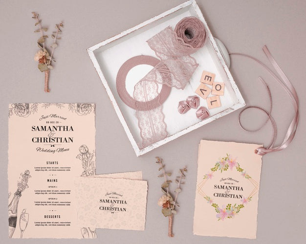 Free Top View Wedding Invitations Psd