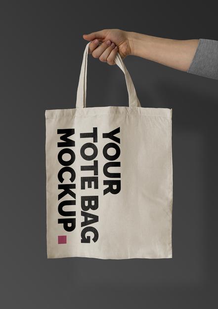 Free Tote Bag On Black Mockup Psd