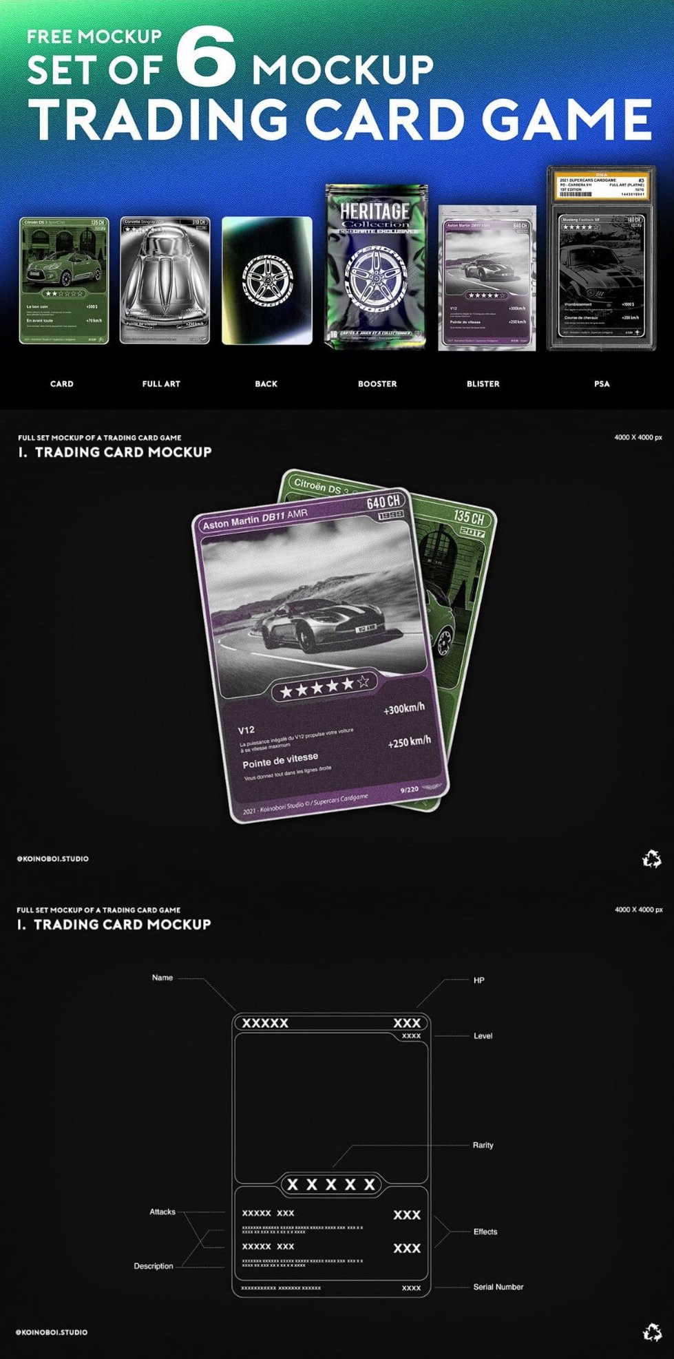 Free Trading Cards Mockup Psd Template