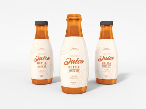 Free Transparent Glass Juice Bottle Packaging Mockup Psd