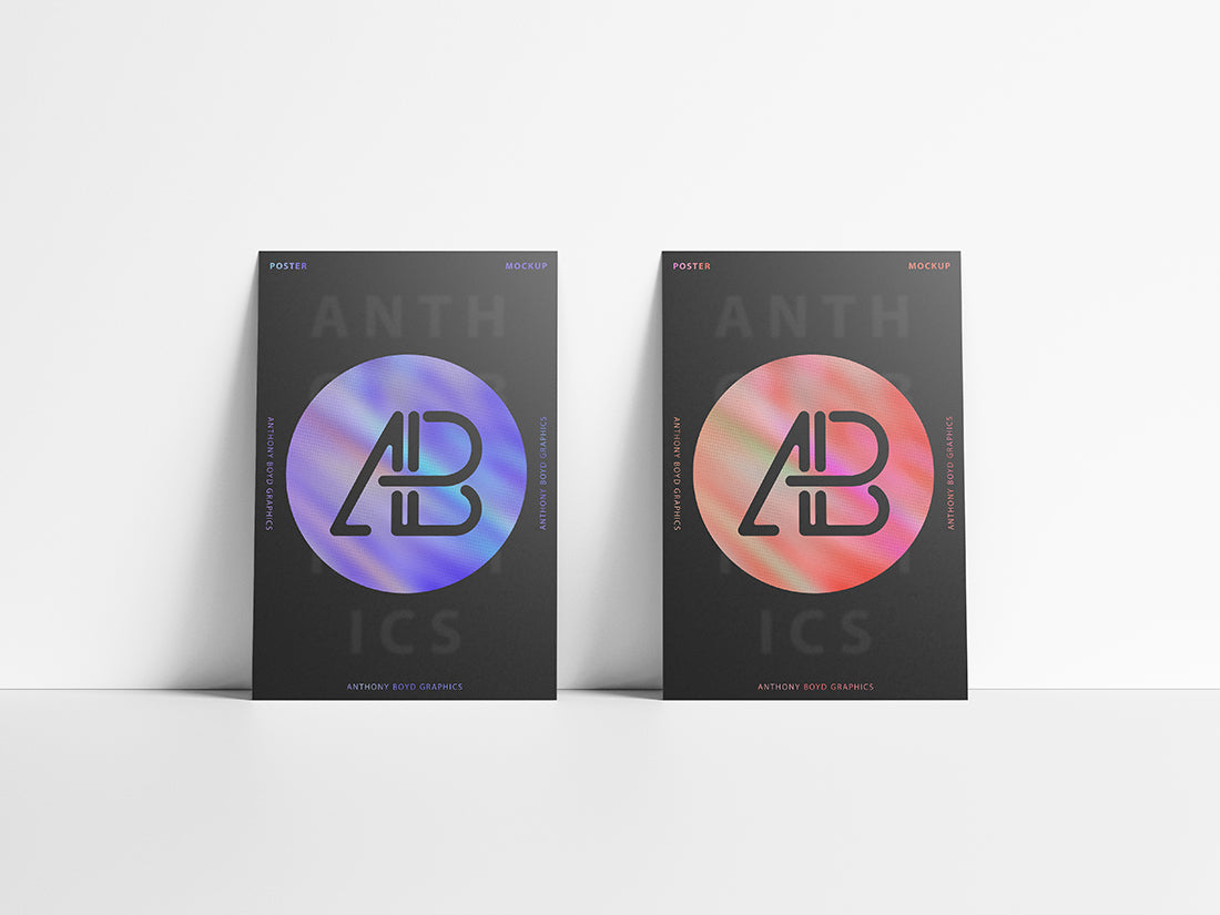 Free Two Posters Against Wall Mockup