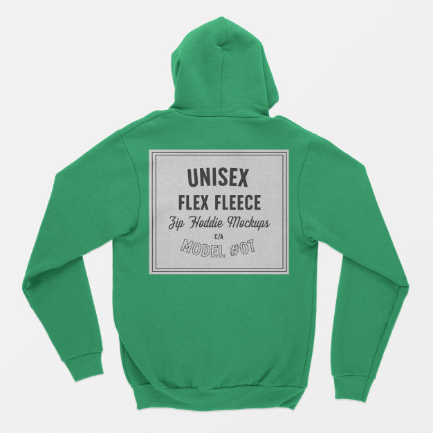 Free Unisex Flex Fleece Zip Hoodie Mockup Psd
