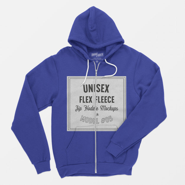 Free Unisex Flex Fleece Zip Hoodie Mockup Psd