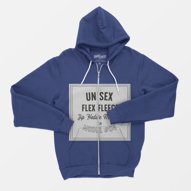 Free Unisex Flex Fleece Zip Hoodie Mockup Psd