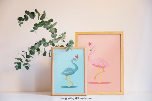 Free Valentine Elements And Frame Mockup Psd