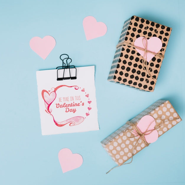 Free Valentines Card Mockup With Decorative Composition Psd
