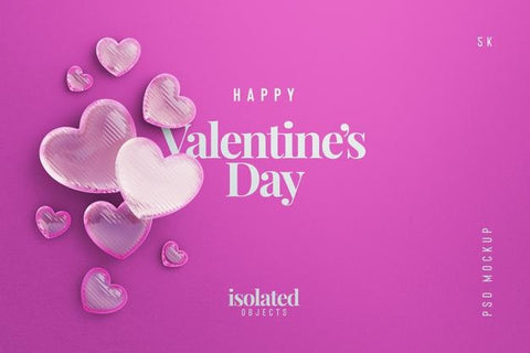 Free Valentines Day Background Mockup With A Composition Of Decorative Love Hearts Top View Psd