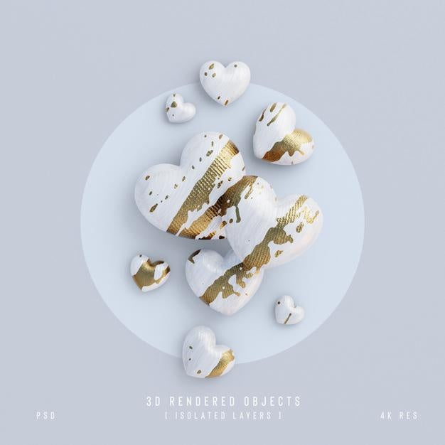 Free Valentines Day Cute Love Hearts Decorative Composition Isolated And Transparent 3D Rendering Psd