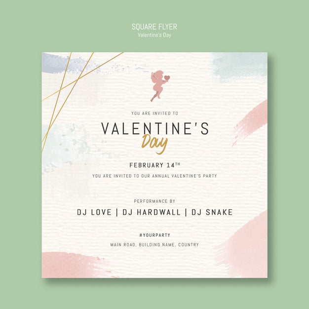Free Valentine'S Day Pay Invitation Square Flyer Psd