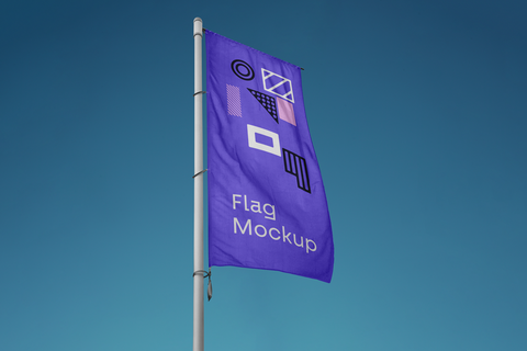 Free Vertical Flag Psd Mockup