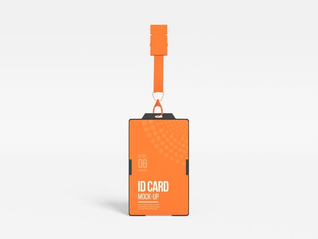 Free Vertical Id Card With Holder Mockup Psd