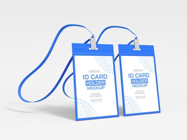 Free Vertical Id Card With Holder Mockup Psd