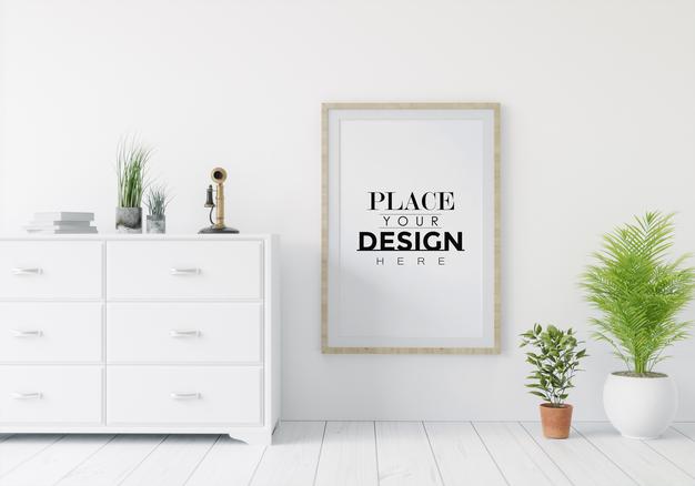 Free Wall Art Mockup, Canvas Frame In Living Room Psd