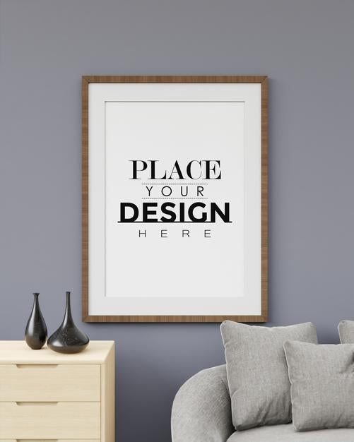Free Wall Art Mockup, Canvas Frame In Living Room Psd