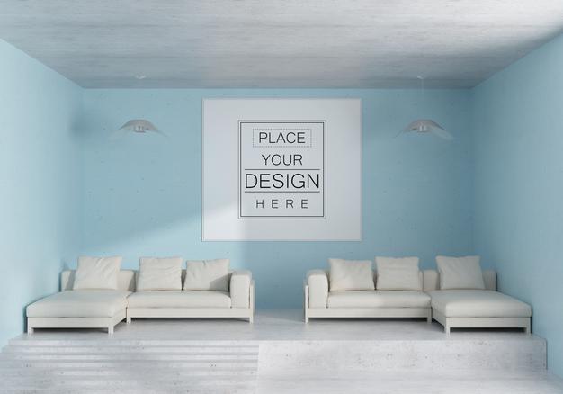 Free Wall Art Or Picture Frame In Living Room Mockup Psd