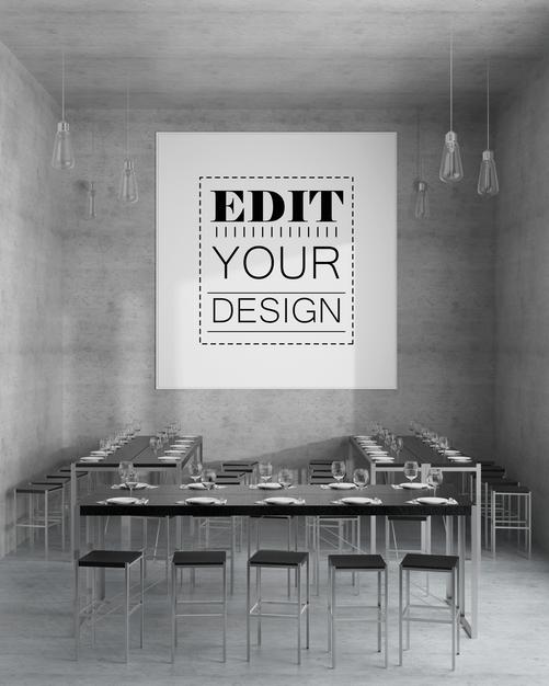 Free Wall Art Or Picture Frame In Restaurant Or Dining Room Mockup Psd