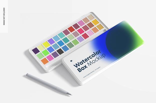 Free Watercolor Boxes Mockup Psd