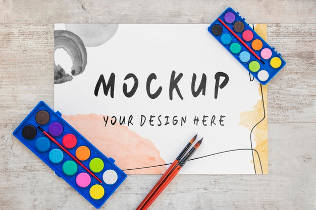 Free Watercolor Elements Assortment With Mock-Up Psd