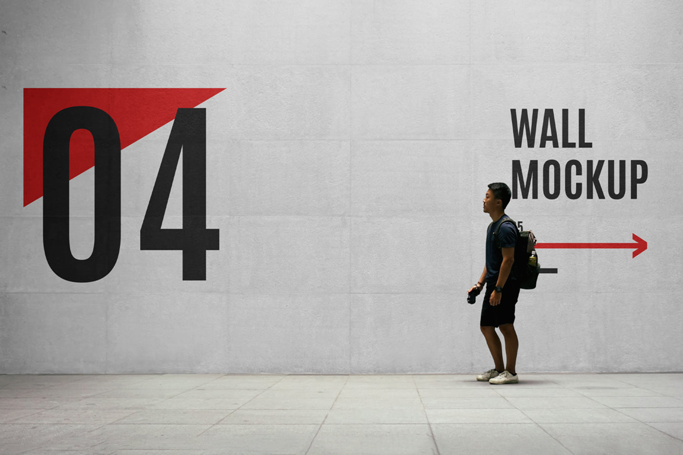 Free Wayfinding Wall With Men Mockup