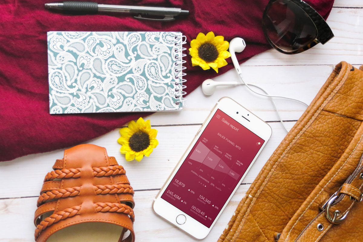 Free White iPhone 8 Mockup On A Creative Desk