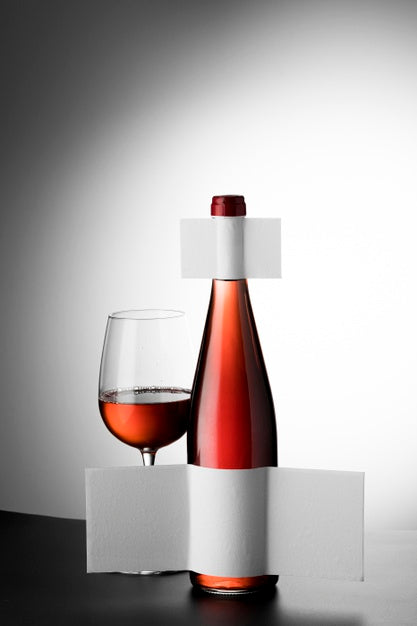 Free Wine Bottle Label And Glass Mock Up Psd