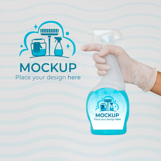 Free Woman Holding A Cleaning Product With Mock-Up Packaging Psd