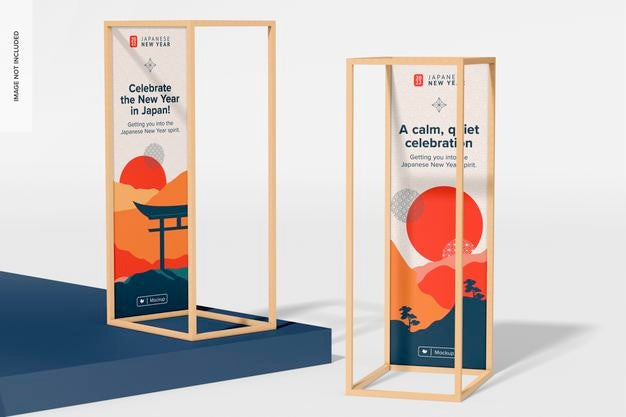 Free Wood Frames Installation Display Mockup, On Podium Psd