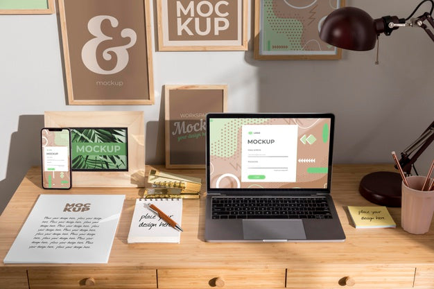 Free Workplace Mockup With Devices Psd