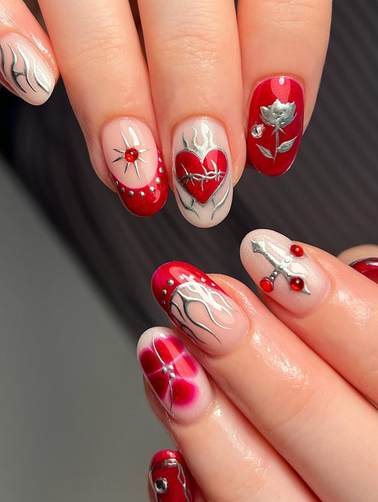 13 Must-See Red and Silver Nail Ideas Collection 2026