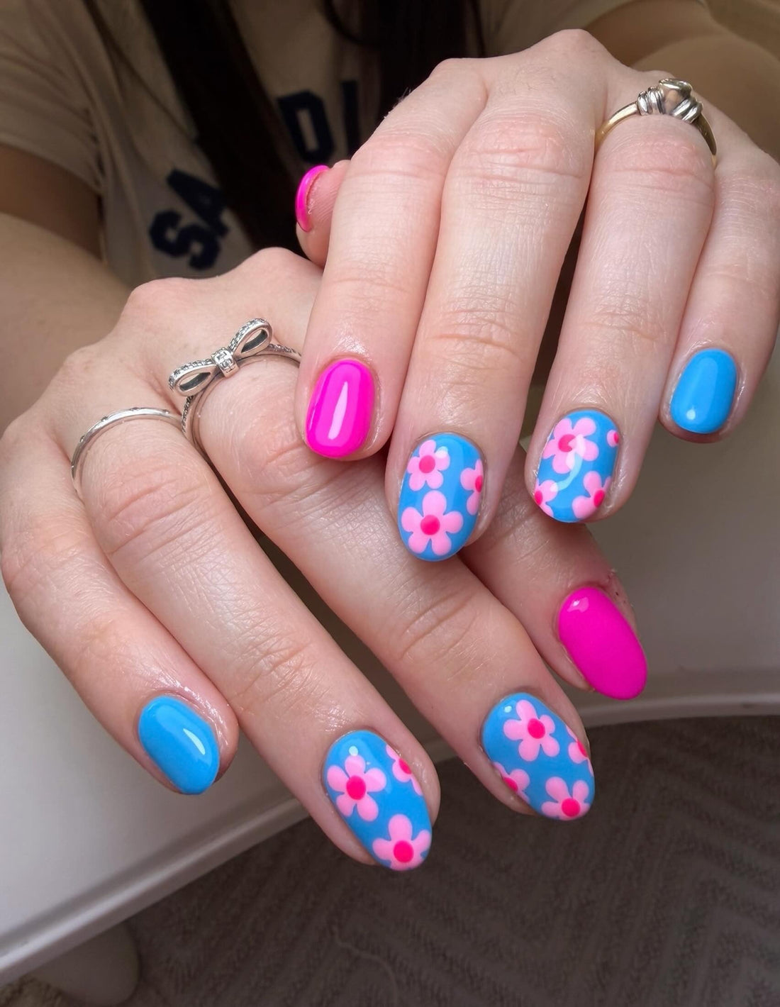 16 Pretty Blue and Pink Nail Ideas