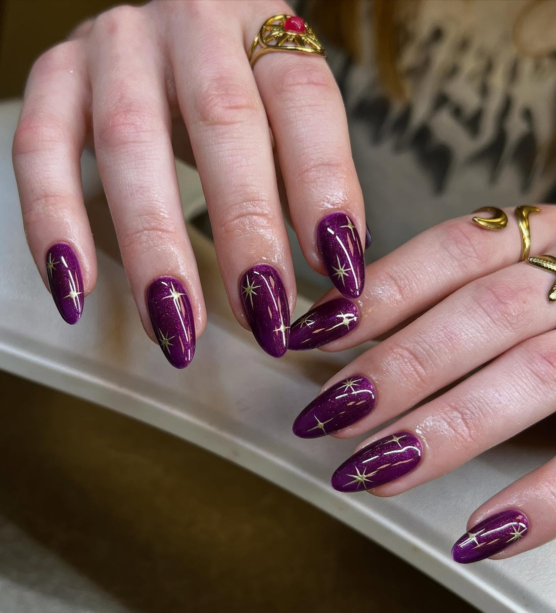 15 Fancy Purple and Gold Nail Ideas